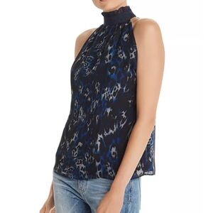 Ramy Brook Allymay Women’s Silk Blue Leopard Sleeveless Blouse size Small